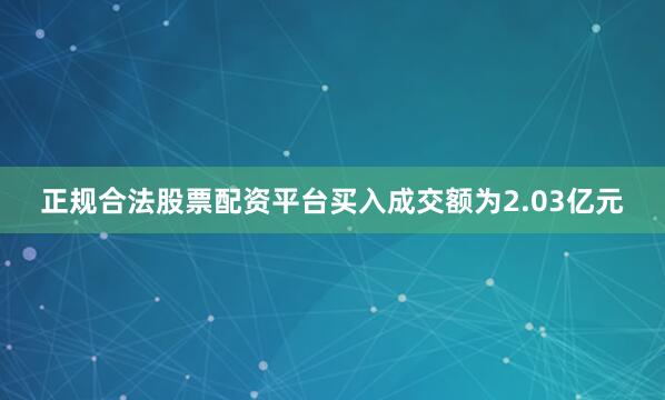 正规合法股票配资平台买入成交额为2.03亿元